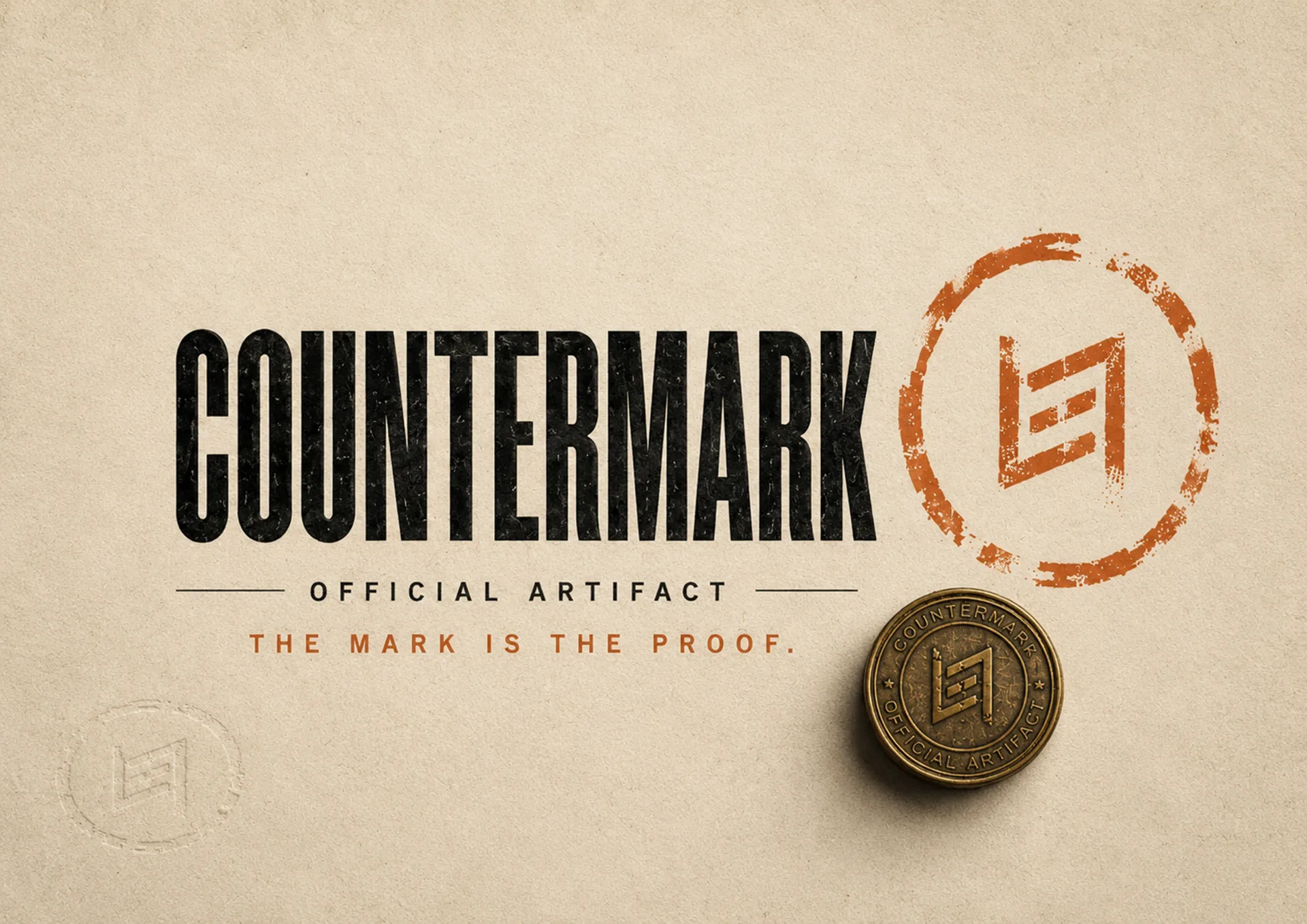Countermark logo, proof mark, copper seal, and the line The Mark Is The Proof